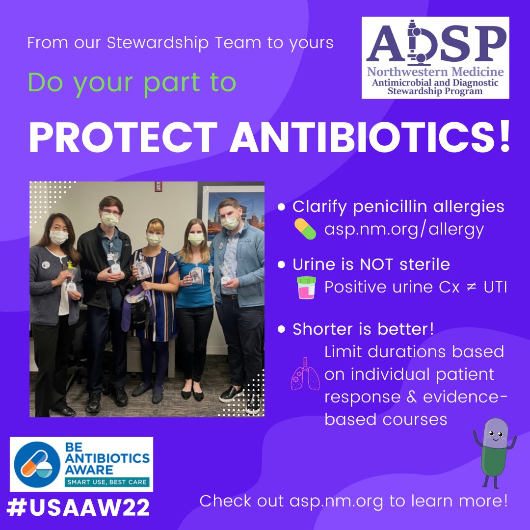 This #USAAW22 we are proud to be Abx Stewards! 💊 Using antibiotics only when needed is one thing you can do to help fight #antibioticresistance. 🦠 <a href="/CDCgov/">CDC</a> @cdc_ar <a href="/SIDPharm/">SIDP</a> <a href="/MAD_ID_ASP/">MAD-ID The Antimicrobial Stewardship Meeting®️</a> <a href="/accpinfdprn/">ACCP INFD PRN</a>  bit.ly/3l8KFyd #BeAntibioticsAware