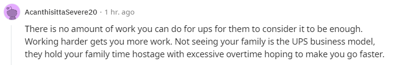 "Not seeing your family is the UPS business model."
