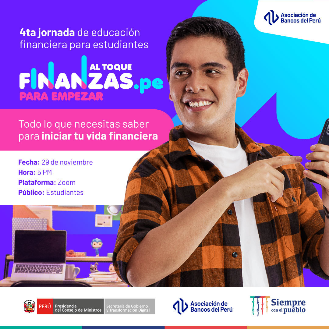 PeruPaisDigital's tweet photo. Te invitamos a la IV jornada de #FinanzasAlToque donde aprenderás a gestionar tu presupuesto personal, iniciar tu historial crediticio, usar bien tu tarjeta de crédito y tu billetera digital, entre otros.

📝 Inscripciones gratuitas: https://t.co/3quvTIbw49 https://t.co/GZFWxHq77S