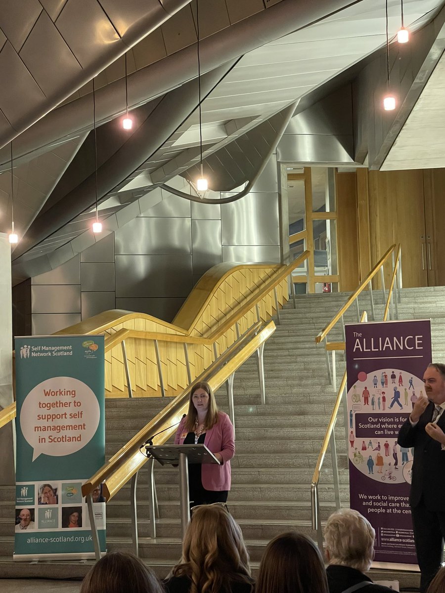 ALLIANCEScot's tweet photo. @GillianMacMSP, our sponsoring MSP, greets the ceremony and congratulates all the winners for their fantastic contributions to self management in Scotland. #SelfManagement22 @ALLIANCEScot @SelfMgmtScot https://t.co/uRgQczrvSe