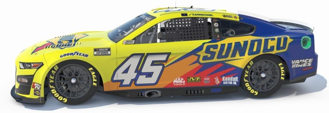 MightyMack03's tweet photo. Wanted an excuse to paint a car and really thought Dave Shultz Sunoco pro stock bike from 2000 would look cool on a next gen.

It does.

#NHRA #CycleDrag #PSM https://t.co/wqiSeaTjqd