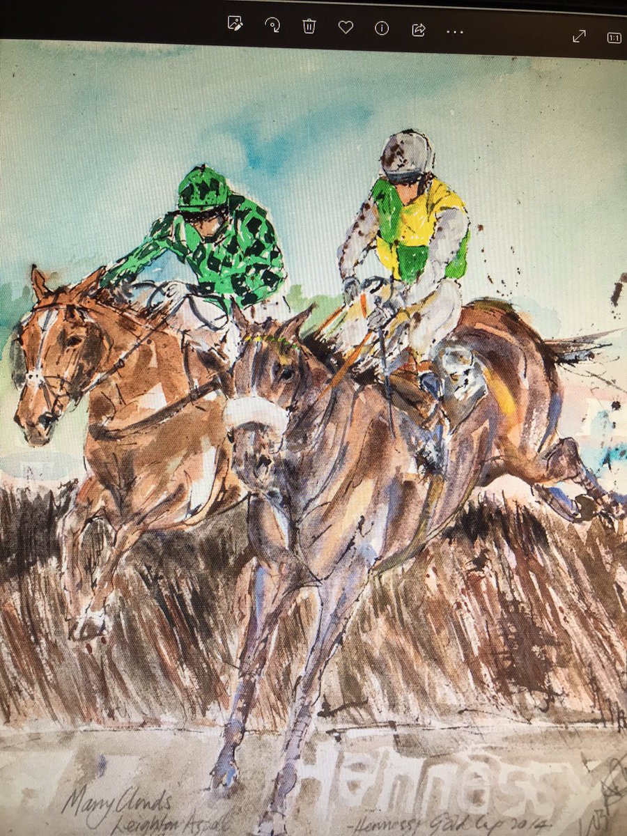 ArmstrongArt's tweet photo. Another memory ! From 2014 when #manyclouds and Leighton Aspal won the #hennessy gold cup @NewburyRacing part of their collection ! Come and say hello in the #berkshire stand this Nov 25 &26th @leemottershead @T_J_Carroll @nickluck @itvracing @MargaretKarn @OliverSherwood https://t.co/yzJ65IvWRn