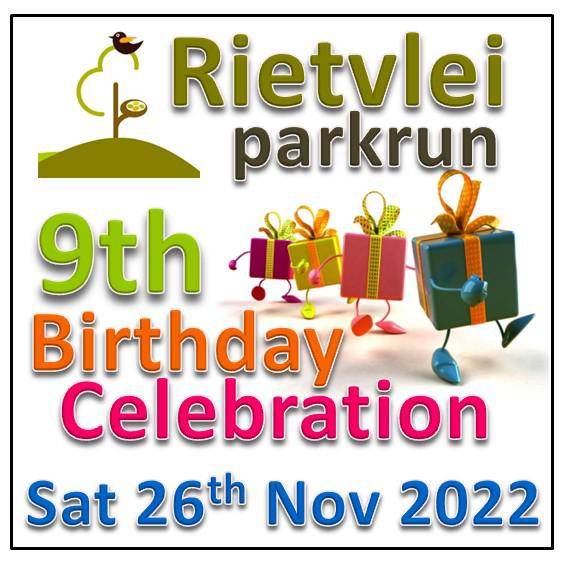 Join us at 08h00 sharp on 26 November 2022 for our 9th birthday at Rietvlei parkrun