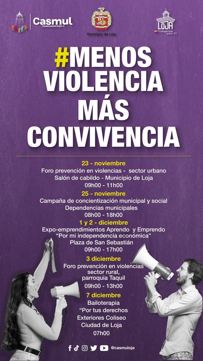 Iniciamos la campaña #MenosViolenciaMásConvivencia con el foro de prevención de violencias e invito a las organizaciones sociales, instituciones públicas, colectivos y fundaciones a sumarse a las actividades para junt@s sumar esfuerzos y lograr cambios reales y significativos.