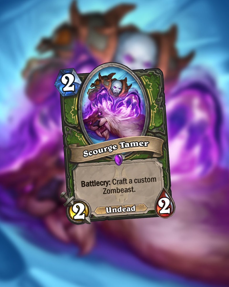 Celestalon's tweet photo. (1/2) Even though the Hunter class represents the Blood Elven Farstriders, we couldnโt resist bringing back Zombeasts for our Undead-themed expansion.
#BehindTheCards https://t.co/6UeY8rpaQf