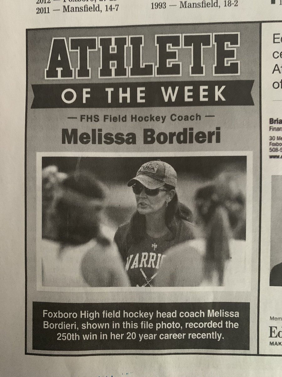 FieldFoxboro's tweet photo. Woohoo!  Foxboro Reporter Athlete of the week!  Well deserved Coach!!  🏑💪💙💛
@FoxboroWarrior @FoxboroughHS https://t.co/9sRYNZeUQo