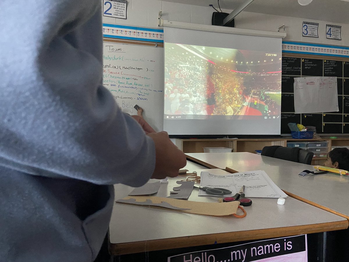 mme_schmidt's tweet photo. Managed to put the game on for the kids to watch while finishing up their sewing projects https://t.co/72x7eQShPj