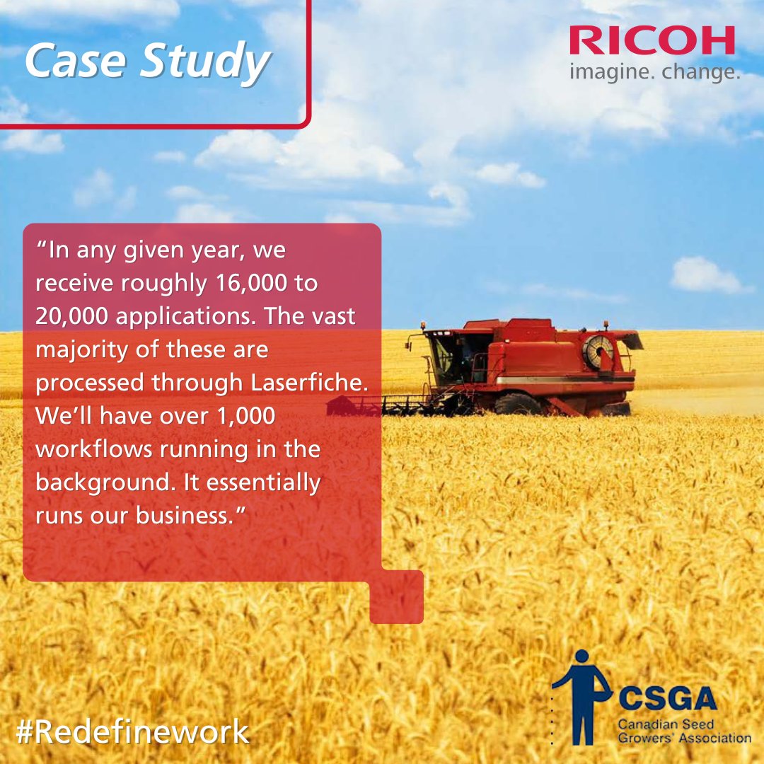 ricohcanada's tweet photo. Check out our latest #CaseStudy to discover how @Seedgrowers pioneer digital-first agriculture with the innovative transformation from paper-based to automated digital workflows! https://t.co/0DQfUu50U1 #ChangeForBetter #RedefineWork #Agriculture #Technology #Worflow #ECM https://t.co/LjYgjBjig9