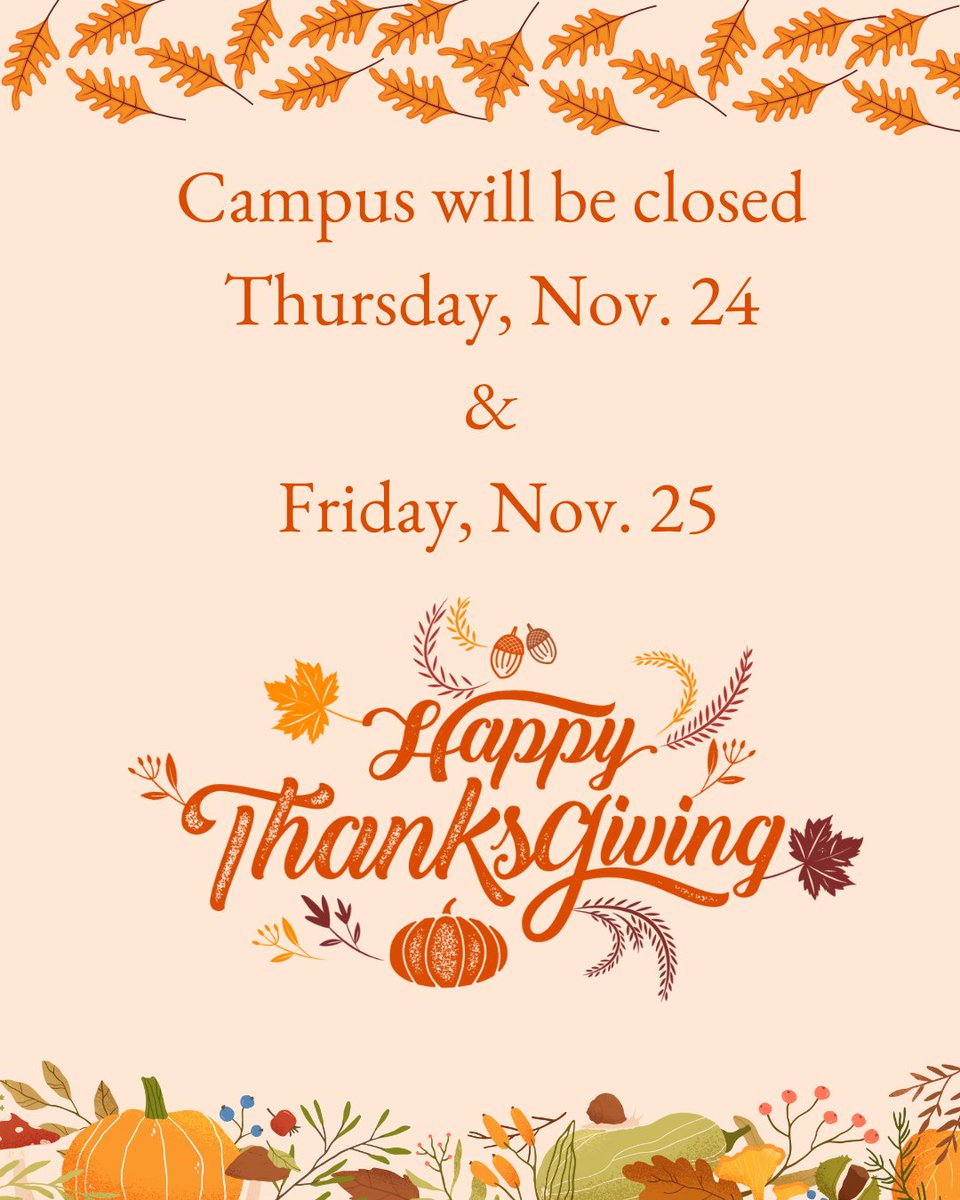 Our campus will be closed on November 24-25. Wishing a very Happy Thanksgiving to everyone. May you have a day full of feasts and good times with your loved ones around you. Have the best Thanksgiving ever!!

#thanksgiving #cnuchs