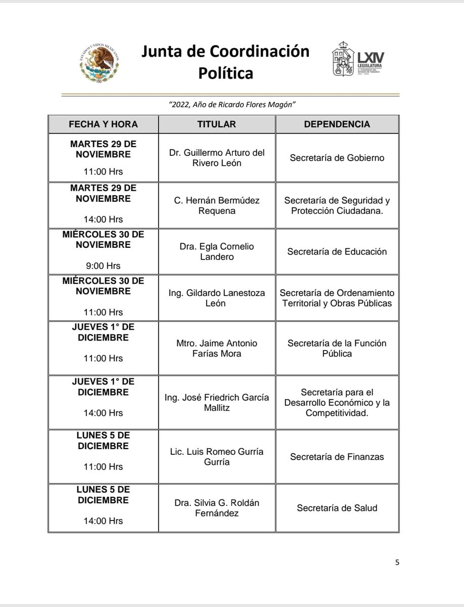 TVTenlinea's tweet photo. #Entérate 🔴 Da a conocer el
@CongresoTab las fechas y horarios para las comparecencias ante el Pleno, de 8 funcionarios del gabinete estatal; será a partir del martes 29 de noviembre, con el propósito de ampliar la Glosa del #IVInforme de Gobierno. https://t.co/ouBcmOlRWf