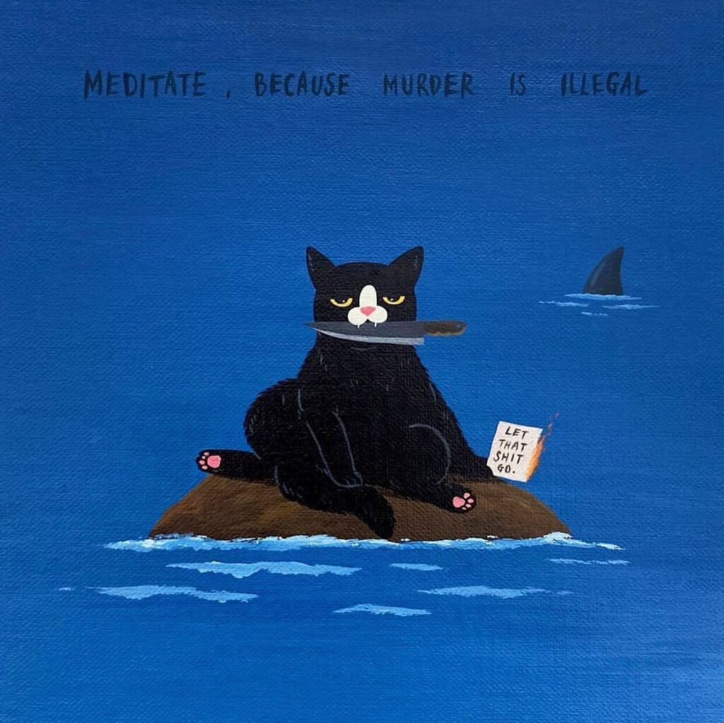 When your first choice isn’t advisable… give meditation a try 🦈

🎨: <a href="/st/">stefanT</a>.aftercigs 

#mentalhealthart #meditationisgoodforthesoul #letthatshitgo #mentalhealthillustration #donthatemeditate instagr.am/p/ClUN0qVLmVv/