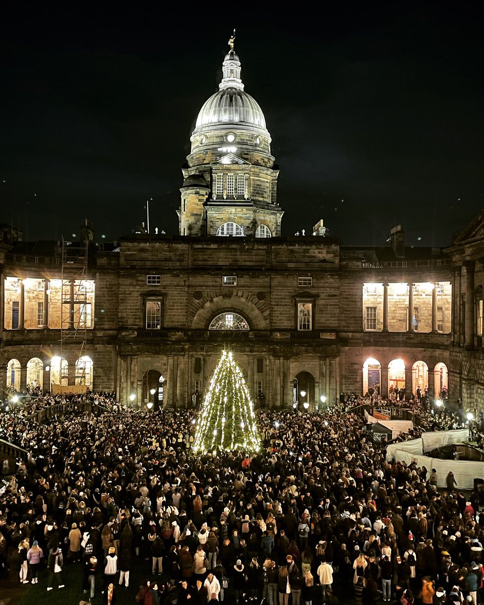 Amazing turnout for the lighting of the Xmas tree at Edinburgh University! 
From one of the best views in the city from the #TalbotRice office. 

🎄

<a href="/eca_edinburgh/">Edinburgh College of Art</a> 
#christmas #edinburgh #xmas #merrychristmas #xmastree