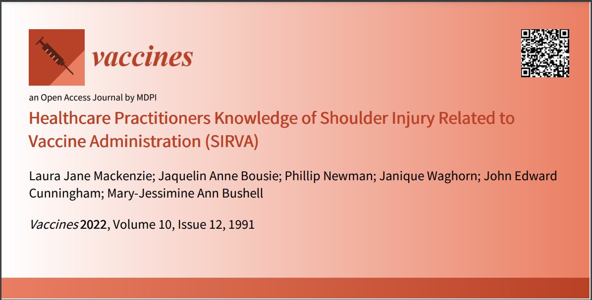 In this article, we highlight the low level of healthcare practitioner knowledge of SIRVA, shoulder anatomy, and safe injecting practices. Fantastic effort team!
<a href="/MDPIOpenAccess/">MDPI</a>; <a href="/mary_bushell/">Mary Bushell</a>; <a href="/jaqibousie/">Jaquelin Bousie</a>; <a href="/SportPhysioPhil/">Phil Newman</a>; <a href="/JaniqueWaghorn/">Janique Waghorn</a>; <a href="/JCSpine/">John Cunningham</a> 

mdpi.com/2076-393X/10/1…