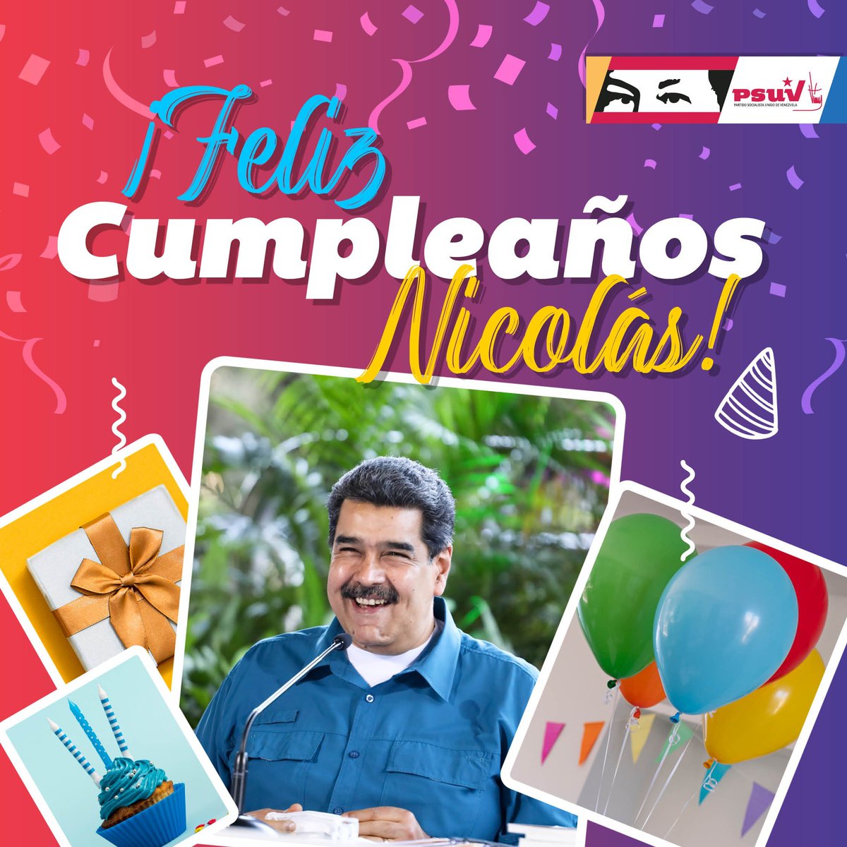 Por aquí estamos de fiesta 🎉🎂🥳

¡Feliz cumpleaños Nicolás! 
Seguimos en batalla desde todos los frentes, desde todos los espacios en defensa de nuestra Patria.

¡Vida y salud! Bendiciones, querido hermano. 
#FelizCumpleañosPdteMaduro 
Vía 👉 <a href="/PartidoPSUV/">PSUV</a>