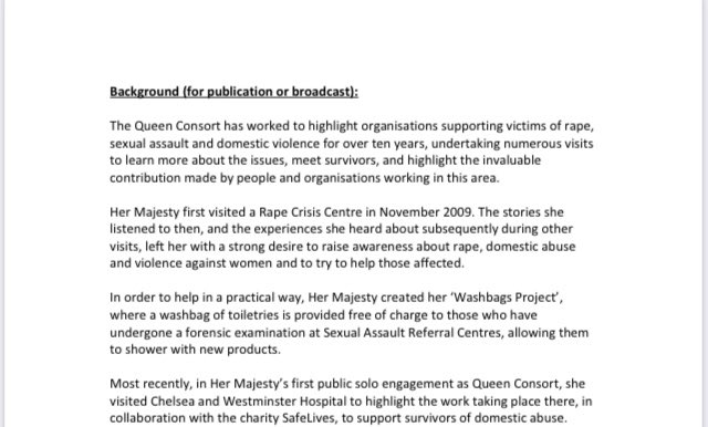 RoyalDickie's tweet photo. The Queen is to host a 'violence against women and girls' reception at Buckingham Palace on 29 November. Present will be Queen Mathilde of Belgium, Queen Rania of Jordan, Crown Princess Mary of Denmark and The Countess of Wessex. #UN16DaysofActivism https://t.co/rexhZLl7Ie