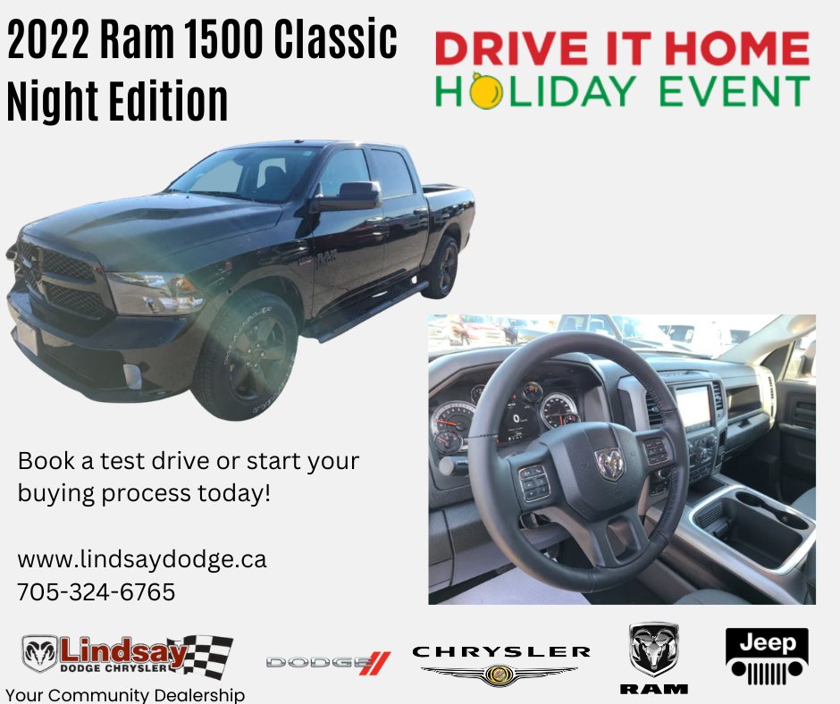 We're back with another 2022 Ram 1500 Classic Model Feature for the Drive it Home Holiday Event!

Contact us today to book your test drive or to start your buying process with one of our amazing sales team reps!
#LindsayDodgeChrysler #Ram1500Classic
lindsaydodge.ca