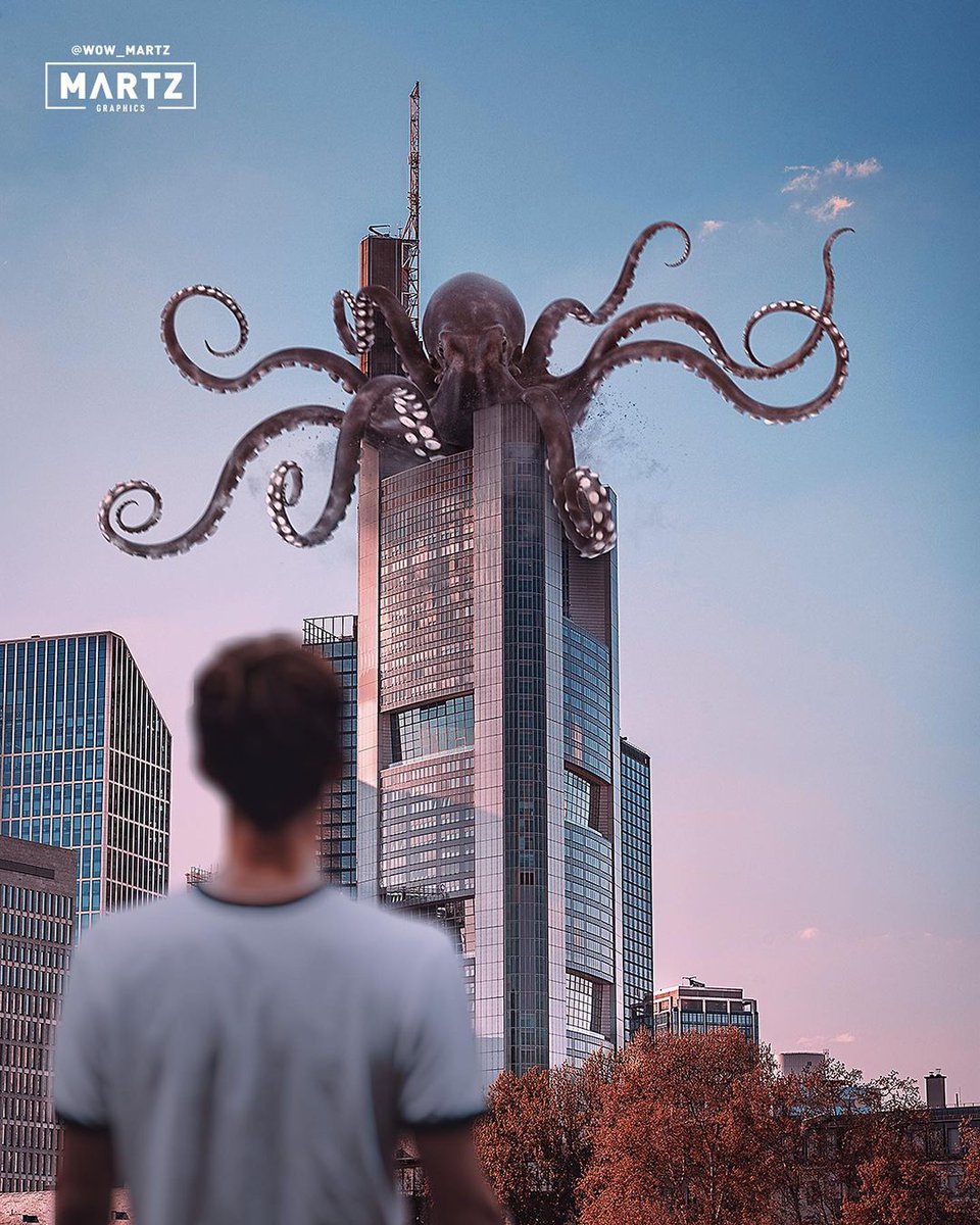 Octopus attack on your place of work? Time to call in sick! Artwork by <a href="/wow_martz/">MarcellaMartz🍀</a> and made with a PixelSquid octopus. #photobash #photoediting