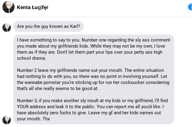 BossSojiro's tweet photo. Beware of this dumbass boyfriend of Ada K Wong.

Also IF you deny Ada smut and block her..she'll end up playing victim saying you are a Pedo while smutting with minors on FB https://t.co/peR1sW7mTq