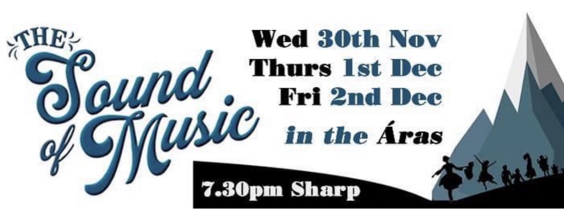 carndonaghcs's tweet photo. This night next week we will be well into our first night of The Sound of Music 🎶 
Get your tickets now they are going like hot cakes! 
7 days until - lights💡 camera 🎥 &amp; ACTION! 
Tickets on sale at the Schools Main Office &amp; Lunchtime at CCS &amp; from Carns Trading Office NOW 🎟️. https://t.co/iSNWhMbdNY