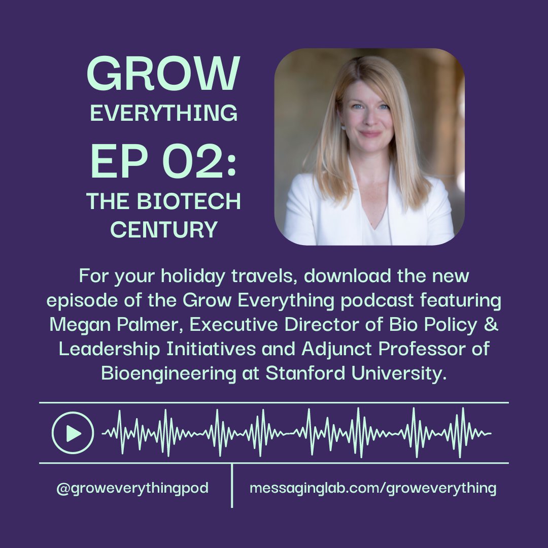 Why biology, why now? In our first interview, we speak with <a href="/meganjpalmer/">meganjpalmer</a> who leads Stanford’s Bio Policy and Leadership Initiatives in their Department of #Bioengineering. 

Subscribe and download Episode 2 of the #GrowEverything podcast, available now at messaginglab.com/groweverything