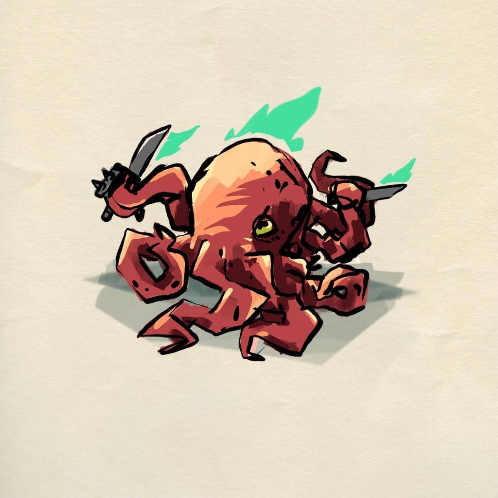 murdurRUS's tweet photo. DAY17 salty. Ol’ Salty Sonia the septopus, she found some knives and started a revolution. 

.
.
#inktober2022salty #salty 
#inktober2022 #inktober52  #design #instagood #RussellEatonDesign #RED #art #digital #doodle #procreate #onfire #stabcrab #fish #s… https://t.co/Y7upqdcaaN https://t.co/dzJeF7tfst