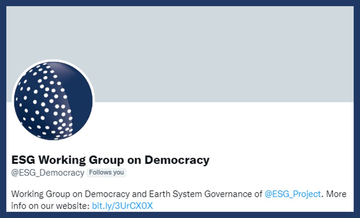 DelDemUCan (@deldemucan) on Twitter photo ICYMI: <a href="/ESG_Democracy/">ESG Working Group on Democracy</a> is now on Twitter! Follow this account for the latest updates from <a href="/ESG_Project/">Earth System Governance Project</a> Working Group on Democracy & Earth System Governance.
Visit their website: earthsystemgovernance.org/research/worki…
<a href="/jrpickering/">Jonathan Pickering</a> @JuliaTschersich ICYMI: <a href="/ESG_Democracy/">ESG Working Group on Democracy</a> is now on Twitter! Follow this account for the latest updates from <a href="/ESG_Project/">Earth System Governance Project</a> Working Group on Democracy & Earth System Governance.
Visit their website: earthsystemgovernance.org/research/worki…
<a href="/jrpickering/">Jonathan Pickering</a> @JuliaTschersich