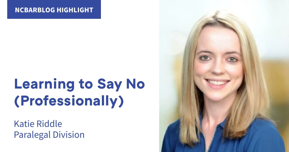 NCBAorg's tweet image. Why does the word “no,” a two-letter, concise word, carry such a heavy weight when used in a professional setting? On the #NCBarBlog, Katie Riddle explores the topic – and encourages readers to remember that it is okay to say no: buff.ly/3bu7xpF. 🙅
