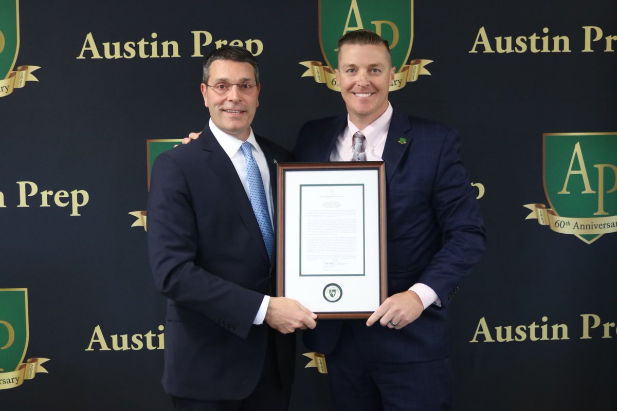 Today I had the honor to present the undefeated 2022 <a href="/AustinPrepBase/">Austin Prep Baseball</a> Team with their Championship Rings and induct them into the Head’s Medallion Fellowship.  <a href="/AustinPrepAD/">Austin Prep AD</a> #winningculture #veritas #unitas #caritas