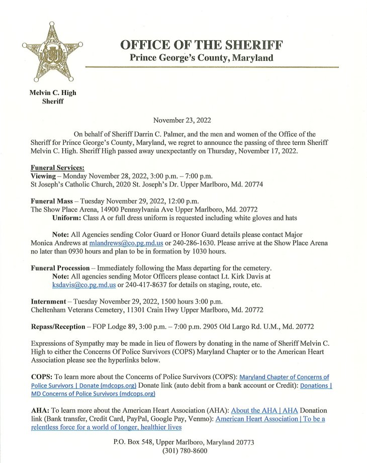 PGSheriffsOffice on Twitter "Prince County Office of the Sheriff Sheriff Melvin C