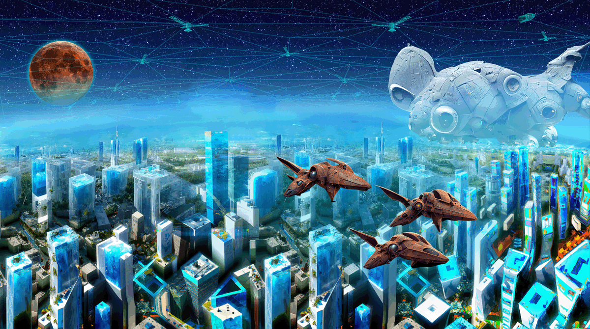 bofrank's tweet photo. In this work, #midjourney prompted to imagine a smart city, and then outpainted with #dalle, a view of future Melbourne with kangaroo and koala spacecraft.
#scifiart #scifi #openai #AiWeeklyChallenge #aiartwork #kangarooart #koalaart #ai #art
π https://t.co/RzFceR71sw https://t.co/k2qupqGCHA