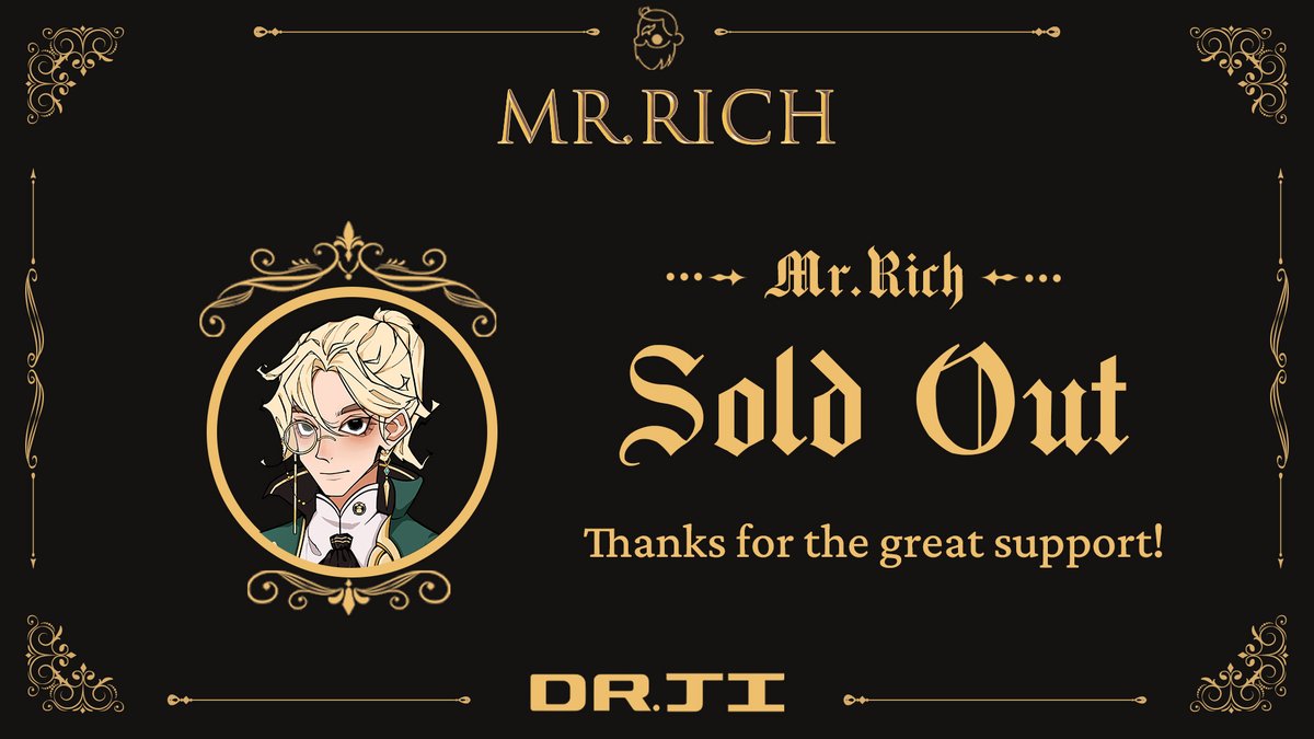 drjiclub's tweet image. 🎉Mr. Rich Sold Out!

Floor Price: 0.64ETH

Thanks for the great support!💫

🔗OpenSea: opensea.io/collection/mrr…
🔗Nswap: nswap.com/collection/0x0…

#DrJi #MrRich #NFTs