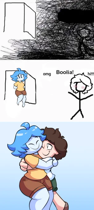did the "omg hi !!!" meme with Boolia, she gives me a hug cuz she's a nice ghost friend 