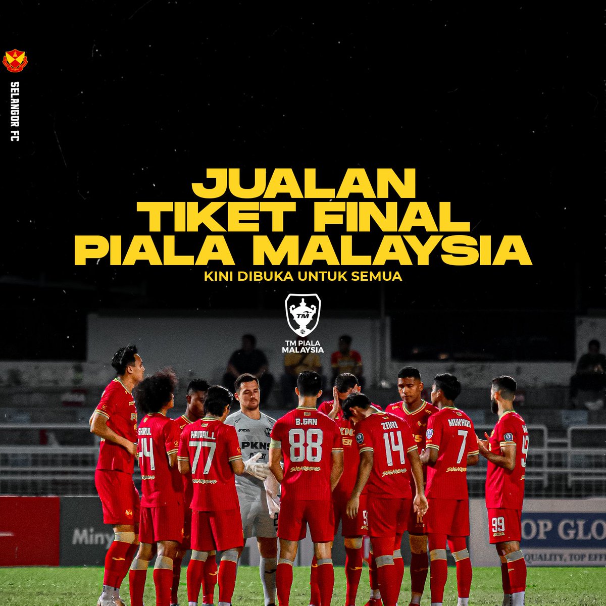 selangorfc's tweet photo. 🎟️ INFO TIKET PERLAWANAN AKHIR #TMPIALAMALAYSIA2022

𝗣𝗘𝗥𝗛𝗔𝗧𝗜𝗔𝗡! Tiket untuk pembelian umum 𝗞𝗜𝗡𝗜 𝗗𝗜𝗕𝗨𝗞𝗔! Untuk membuat pembelian sila layari https://t.co/zFsVXGNNhI atau terus ke pautan ini : https://t.co/tOYDj6edCE

Jumpa di sana! ❤️💛

#MKLK https://t.co/ocWtxwcmlG