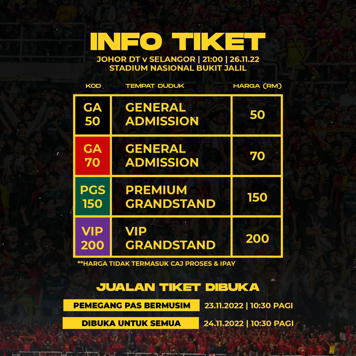 selangorfc's tweet photo. 🎟️ INFO TIKET PERLAWANAN AKHIR #TMPIALAMALAYSIA2022

𝗣𝗘𝗥𝗛𝗔𝗧𝗜𝗔𝗡! Tiket untuk pembelian umum 𝗞𝗜𝗡𝗜 𝗗𝗜𝗕𝗨𝗞𝗔! Untuk membuat pembelian sila layari https://t.co/zFsVXGNNhI atau terus ke pautan ini : https://t.co/tOYDj6edCE

Jumpa di sana! ❤️💛

#MKLK https://t.co/ocWtxwcmlG
