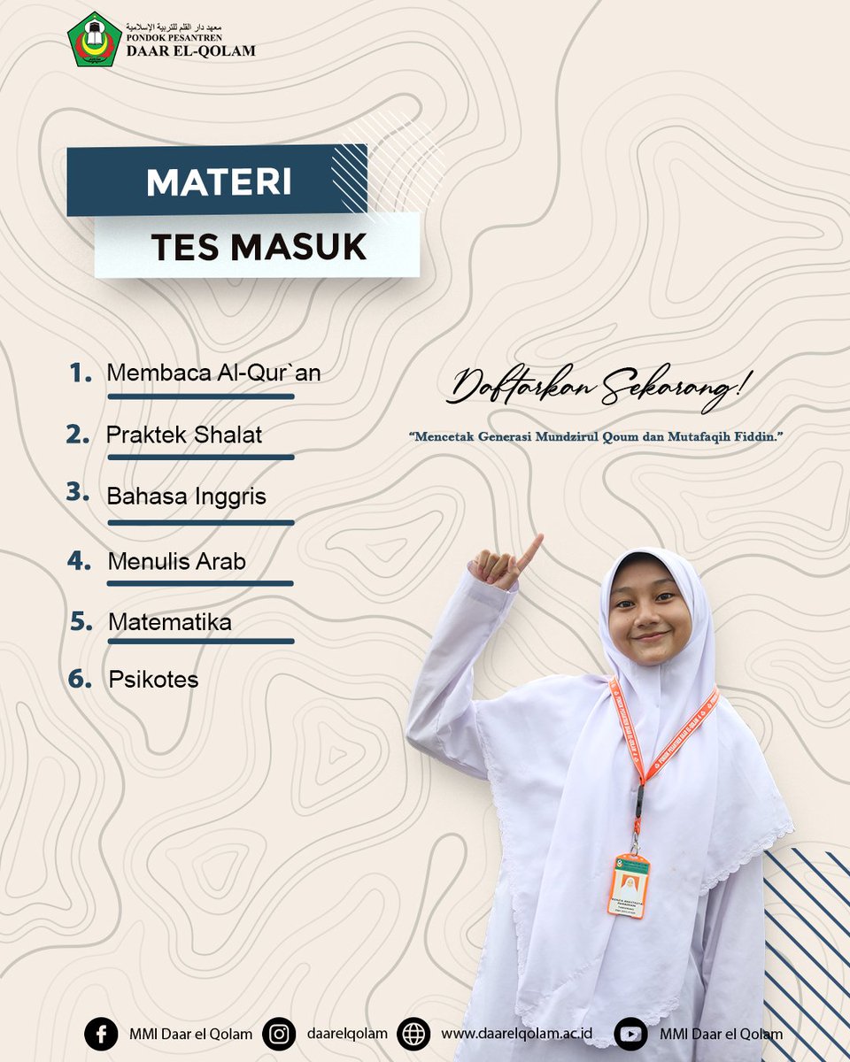 daarelqolam's tweet photo. Bismillahirrahmannirrahiim

Telah dibuka, Penerimaan Santri Baru Pondok Pesantren Daar el-Qolam Tahun Ajaran 2023-2024.

Bagi Bapak/Ibu yang ingin mendaftarkan putra/putrinya, silakan mengunjungi situs resmi kami https://t.co/s4rybBN1oK https://t.co/sfCBc8BE1D