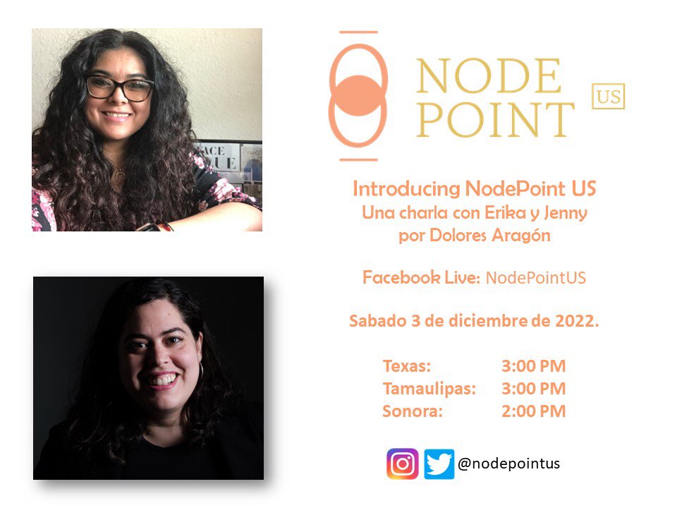 ErikaTamaura's tweet photo. Con mucha emoción, les presento @nodepointus mi nueva etapa como gestora cultural en la frontera sur de EUA con @jennyopen 

Un proyecto certificado en @TravesiasCult México por @CatedraInesAmor y @TransitCultura 

¡Significa mucho para mi su follow! 

https://t.co/CDoek4oywL https://t.co/scFrsDTyZ5