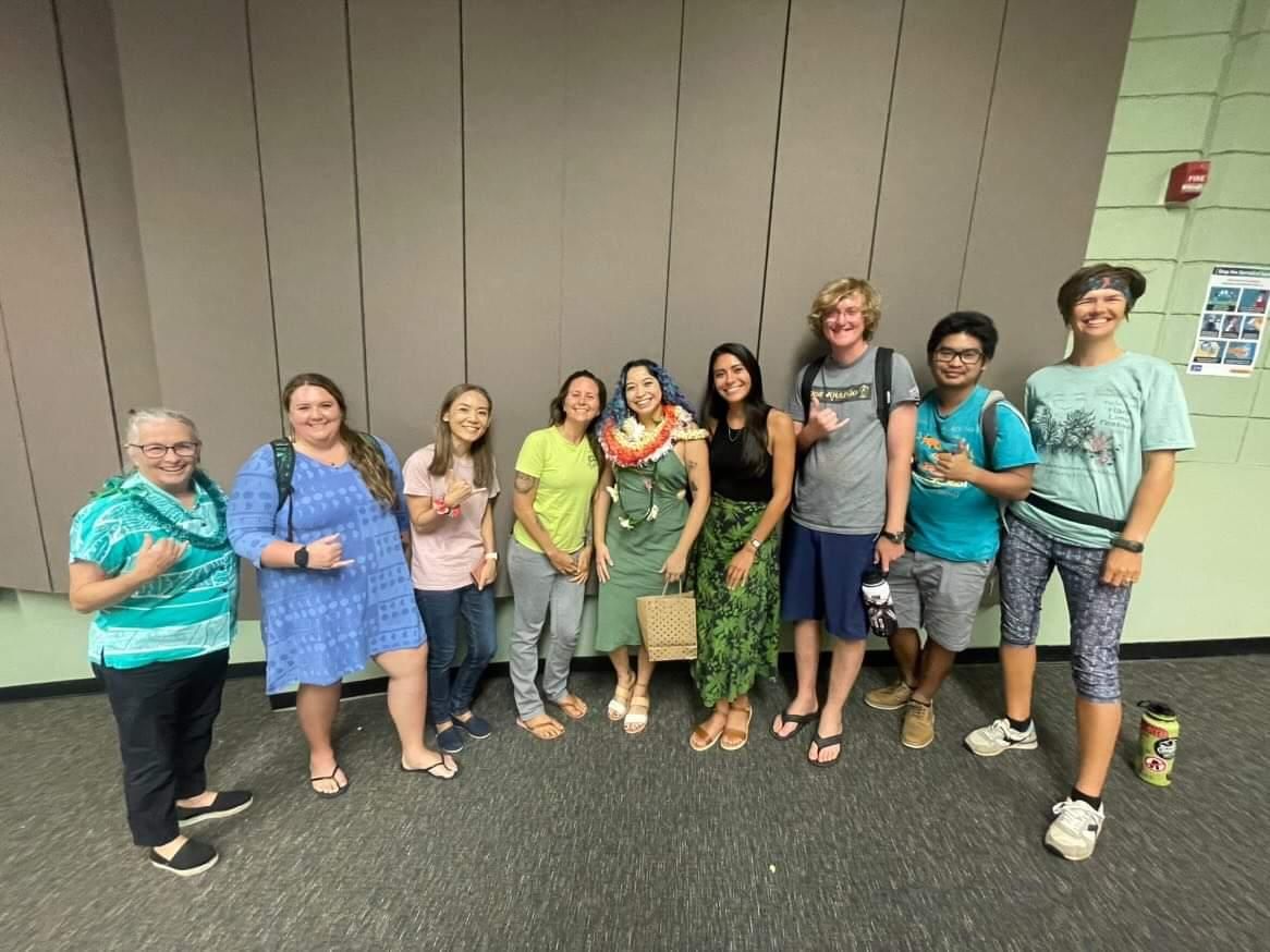 LimuLabHawaii's tweet photo. A rare photo of ALMOST all the limu labbians at @Bri_Nichelle21 's defense. How much limu love do you think we have combined?? 🤯🥬 #limulab #yearofthelimu2022 @migiwaka @SunkenBiologist @makaiamy @AlgaeBae https://t.co/Lx5gDkcWD0
