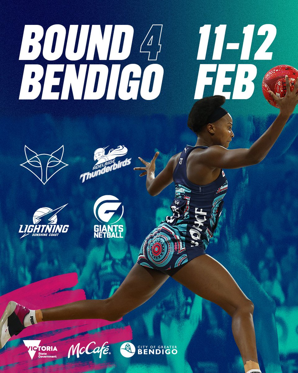 MelbourneVixens's tweet photo. We’re #Bound4Bendigo this February, bringing a blockbuster weekend of netball to the region including FOUR pre-season matches!

🎟️ Tickets will go on sale at 10am next Wed 30 Nov for Vixens members and 10am Thu 1 Dec for general public! All the details: https://t.co/kvUj56zP31 https://t.co/asisnKEuuB