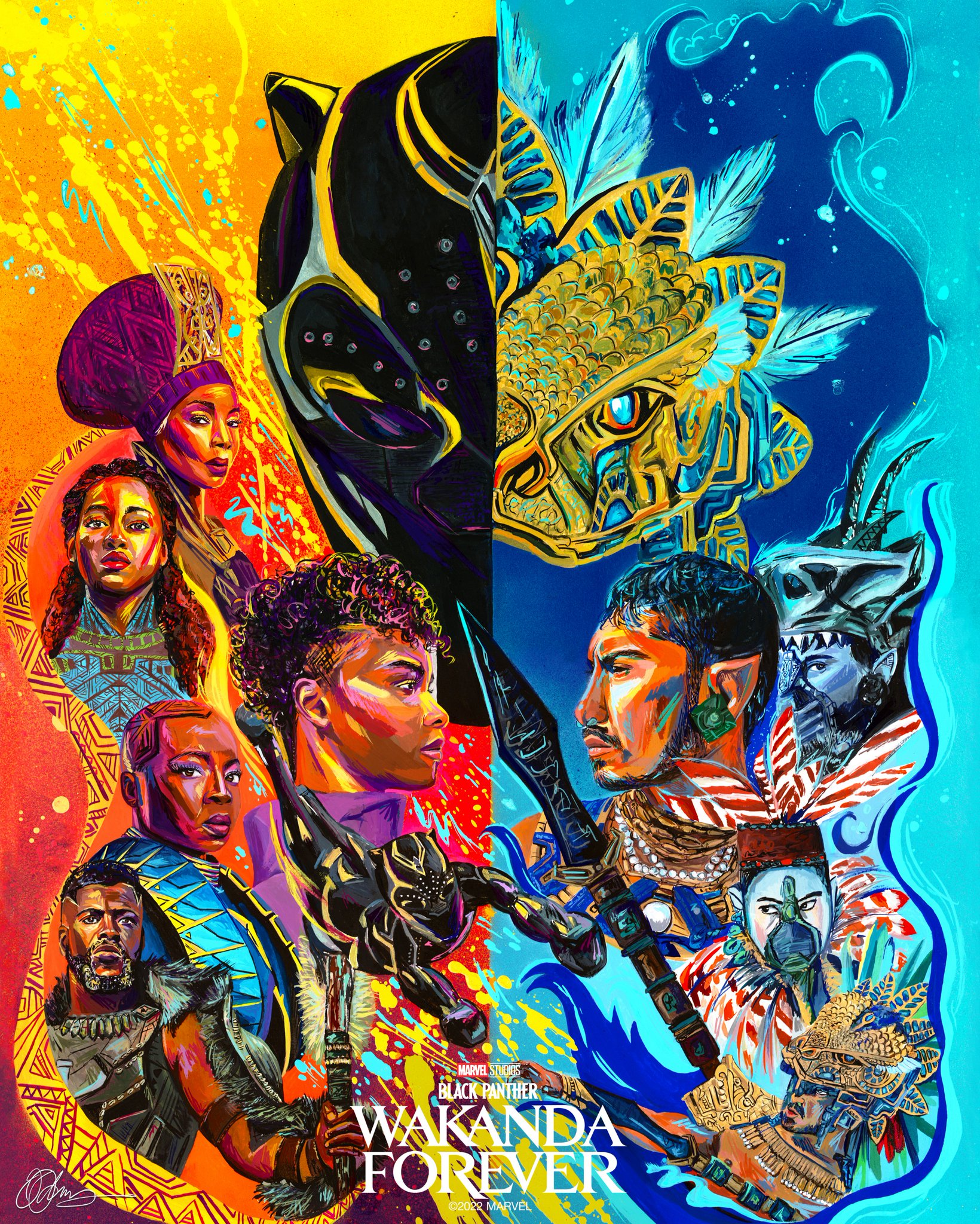 Kleurrijke Black Panther Wakanda Forever poster