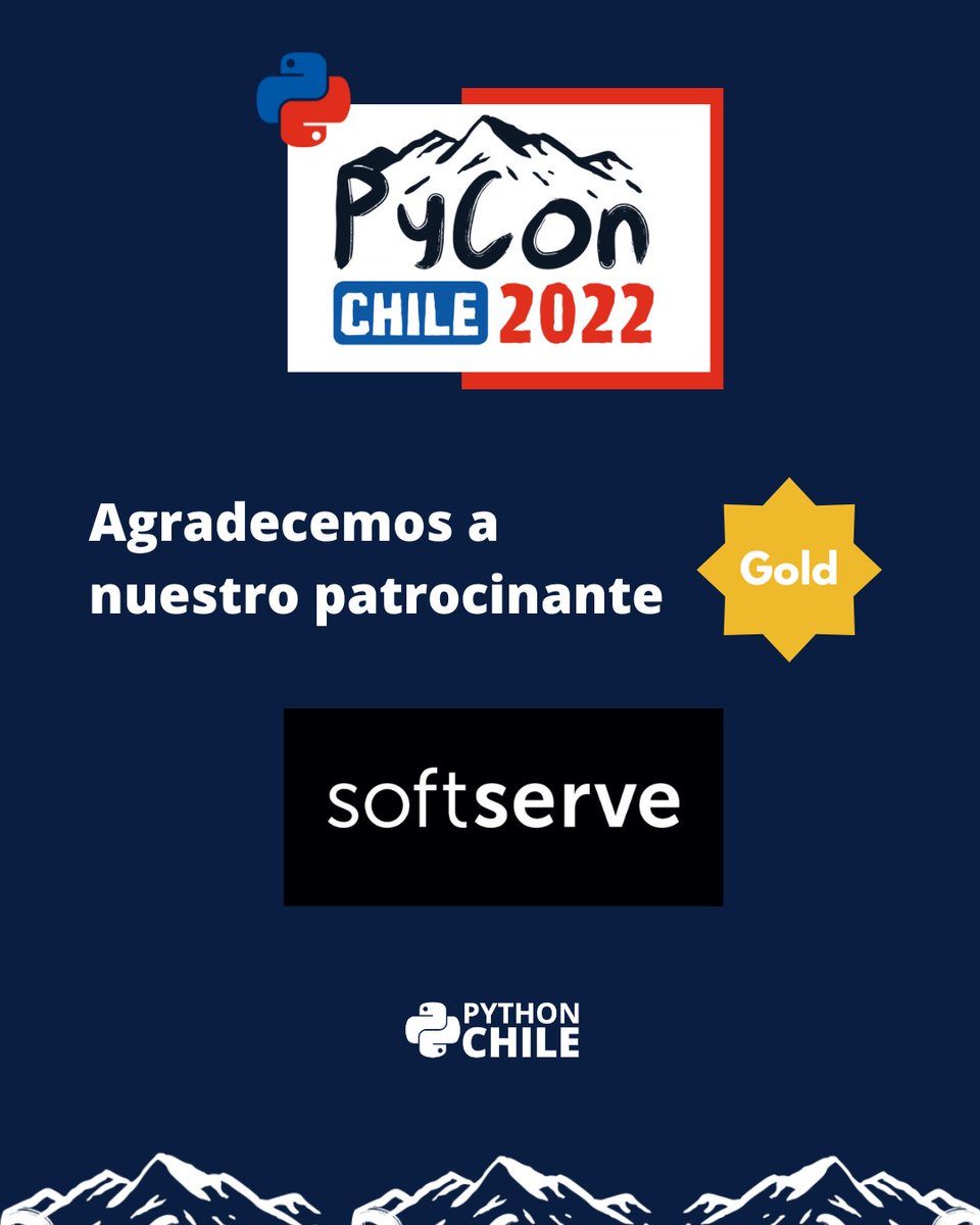 pythonchiledev's tweet photo. Estamos sumamente contentos de introducir al equipo de @SoftServeInc como patrocinador Oro de #PyConChile22 🎉🐍🇨🇱
¡Gracias por el apoyo que nos brindan para poder seguir formando y fortaleciendo la comunidad de #Python en la comunidad Chilena!
#PyConChile
#pyconcl https://t.co/yqhX1YK5ta