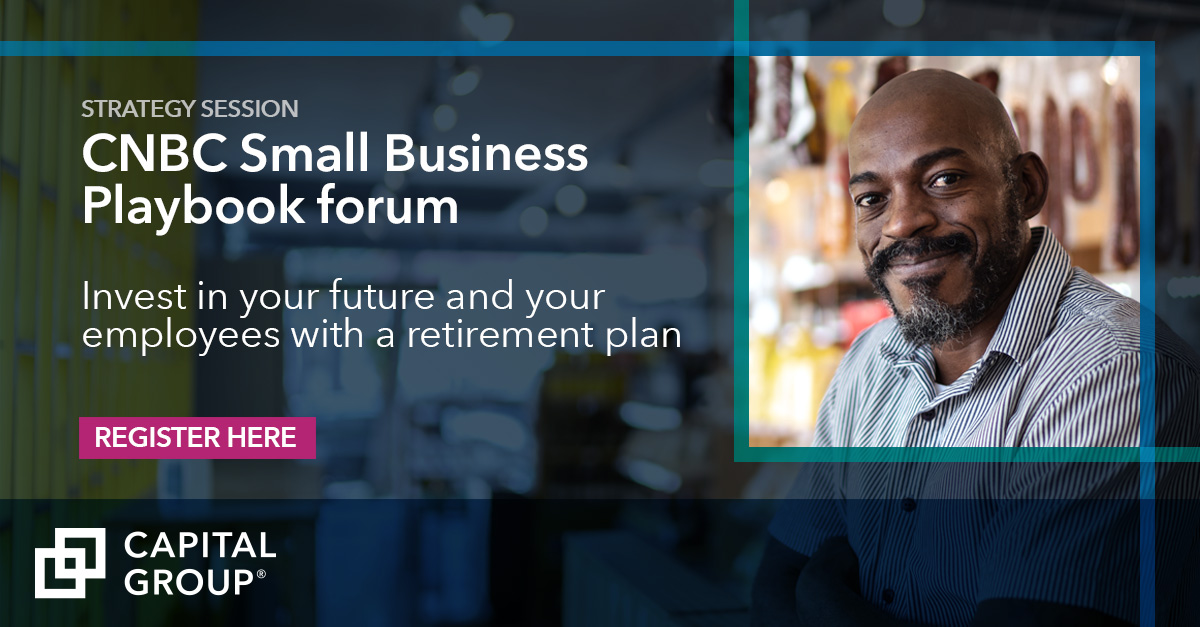 #SmallBusiness owners: If you don’t offer a #RetirementPlan, you should. Fortunately, it’s easy to get started. Sign up to hear Renee Grimm, Capital Group SVP Retirement Plan Division on Dec. 14: bit.ly/3tQs514 #CNBCSmallBiz #smallbusinessowner #entrepreneur