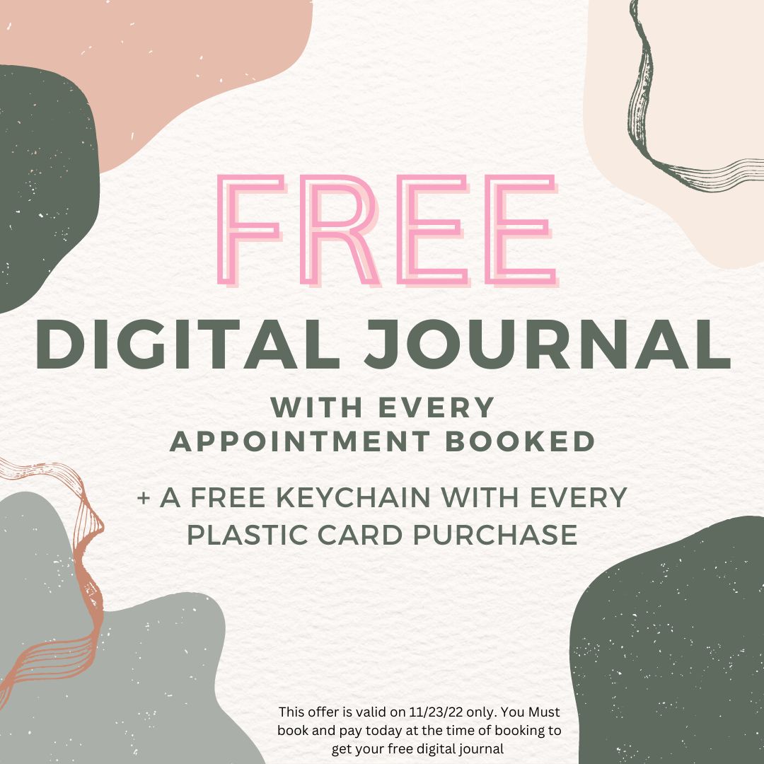 Today only! Get a free digital journal + $50 off your appointment with code NEW50!