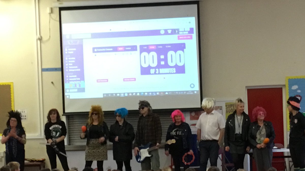 TJPrimary's tweet photo. The children in Yr 2 and KS2 were surprised when the teachers turned up to assembly dressed as Rock Stars. The teachers inspired the children to be as enthusiastic as we are about learning the times tables. One way to do this is to go onto Times Tables Rock Stars.#TJMaths #TJTTR https://t.co/reHXOi8ARK