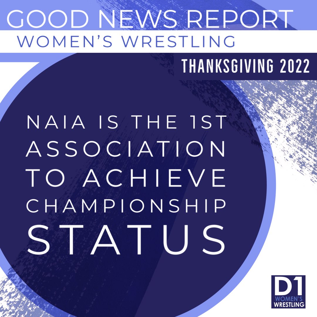 d1womenwrestle's tweet photo. The NAIA is the 1st association to move women’s wrestling from an emerging sport to a championship sport.  #GoodNewsReport #GrowWomensWrestling https://t.co/j7qeS2ZNuW