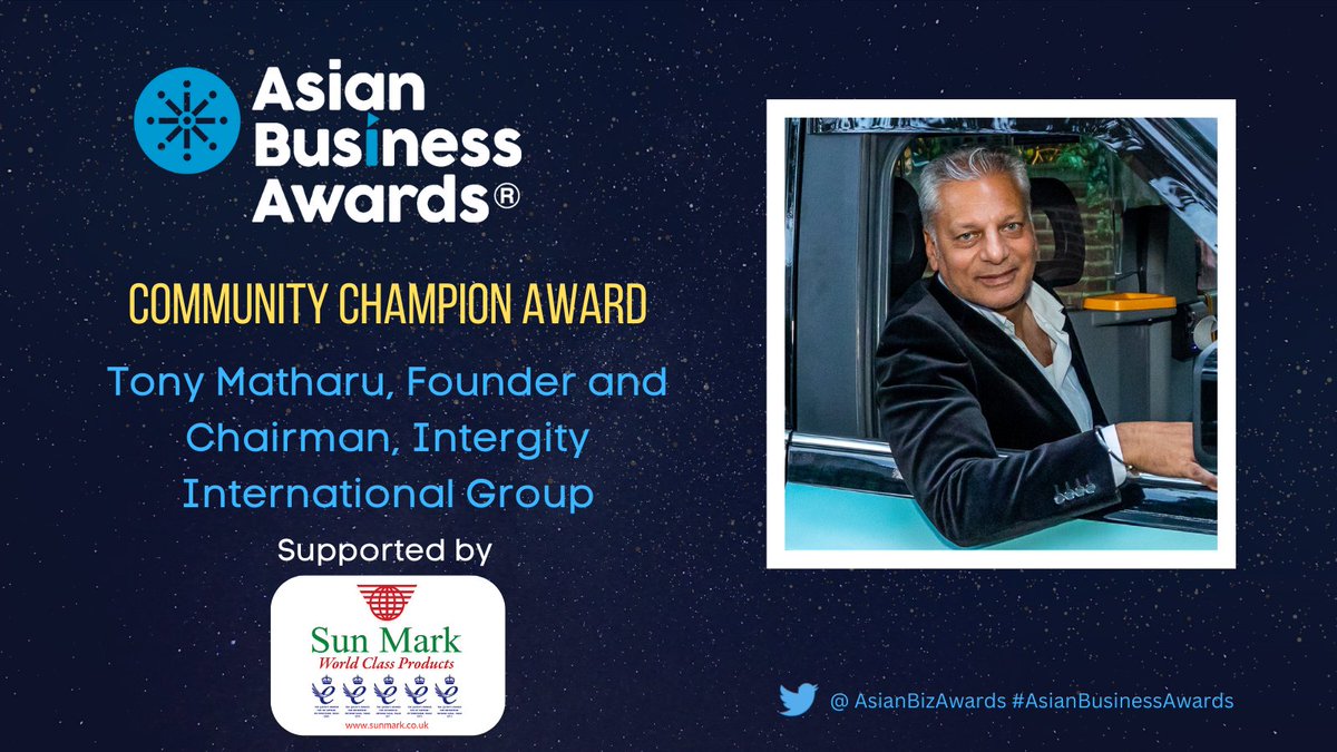 AsianBizAwards's tweet photo. Congratulations to Tony Matharu, Founder and Chairman, Integrity International Group on winning the Community Champion Award @AsianBizAwards #AsianBusinessAwards #AsianRichList https://t.co/WnIJx1dlRb