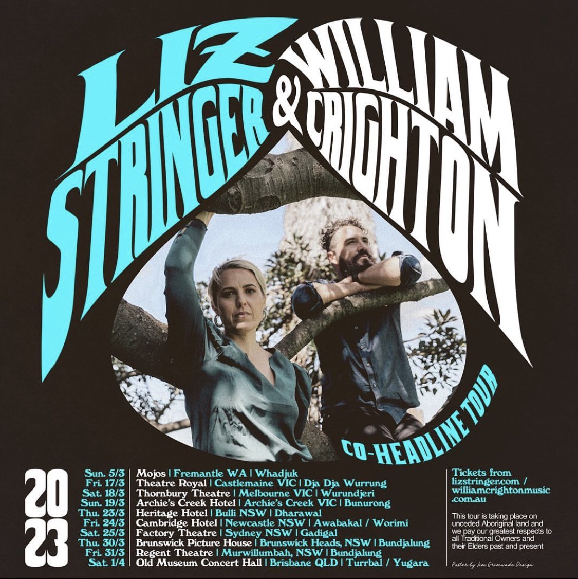 📢 @LizStringerAU is going on a double headline tour with @william_crighton in March 2023 around Australia.They will be playing in WA, VIC, NSW and QLD, performing some songs together and a headline set each of their own material. Tickets are on sale now lizstringer.com/shows