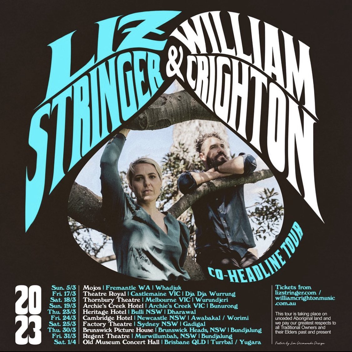 📢 <a href="/LizStringerAU/">Liz Stringer</a> is going on a double headline tour with @william_crighton in March 2023 around Australia.They will be playing in WA, VIC, NSW and QLD, performing some songs together and a headline set each of their own material. 

Tickets are on sale now lizstringer.com/shows