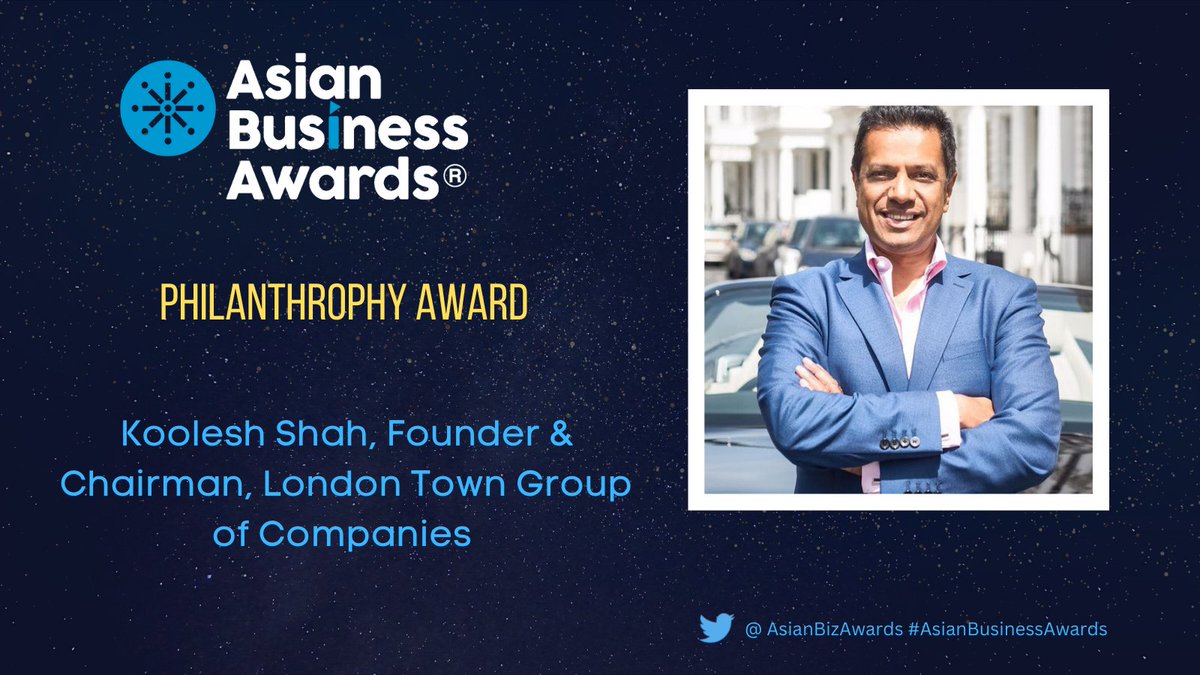 AsianBizAwards's tweet photo. Congratulations to Koolesh Shah, Founder & Chairman, London Town Group of Companies for winning the Philanthropy award @AsianBizAwards #AsianBusinessAwards #AsianRichList https://t.co/BoEYhCGAuO