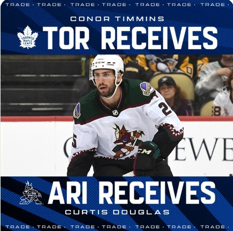 MapleLeafsVAVEL's tweet photo. 🔄 Los @MapleLeafs adquieren al defensa Conor Timmins desde @Coyotes_VAVEL a cambio del delantero @curtisdouglas39 
#NHLesp #Leafs #LeafsForever  #Yotes #NHL https://t.co/MymdcMgUcI
