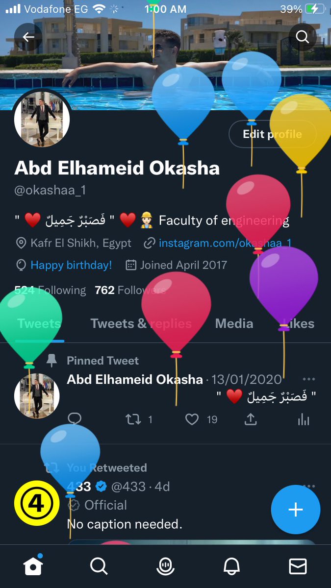okashaa_1's tweet photo. It’s My Birthday 🎈🎉
الحمدلله علي ما قد مضي بـ حُلوه ومُره، اللهم انّي استودعتك عاماً مضي من عُمري فـ بارك لي في عامي الجديد، اللهم اجعلهُ عام خير وسعاده يارب ♥️ https://t.co/NSMB4dJ7Kh